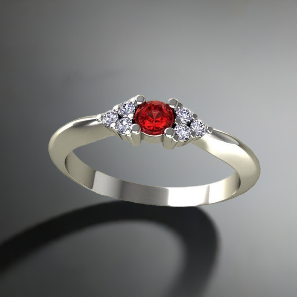 1 Birthstone Mothers Ring With .06 carats of Fine Diamonds by Christopher Michael - MothersFamilyRings.com