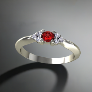 1 Birthstone Mothers Ring With .06 carats of Fine Diamonds by Christopher Michael - MothersFamilyRings.com