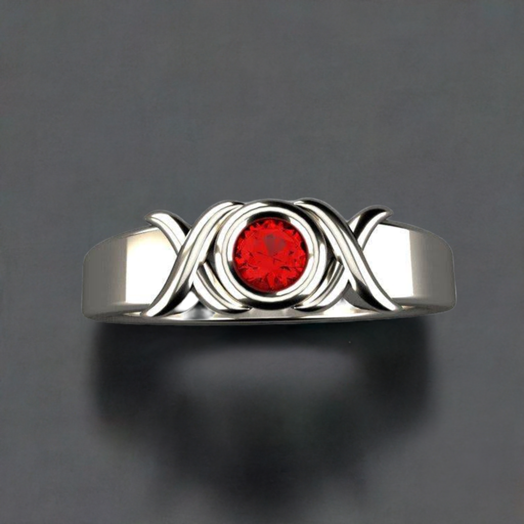 1 Stone Bezeled Hugs and Kisses Mothers Ring Designed by Christopher Michael - MothersFamilyRings.com