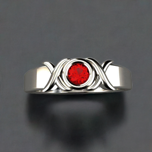 1 Stone Bezeled Hugs and Kisses Mothers Ring Designed by Christopher Michael - MothersFamilyRings.com