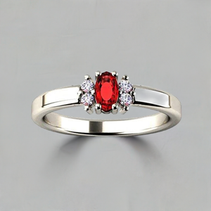 1 Stone Oval Birthstone Ring with Fine Diamonds Designed by Christopher Michael - MothersFamilyRings.com