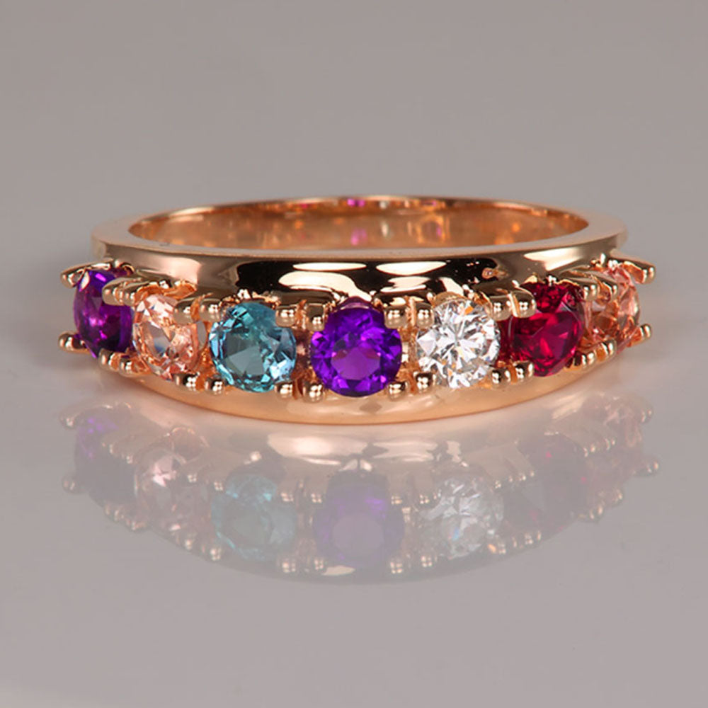Six Birthstone Split Shank Mothers Ring - MothersFamilyRings.com