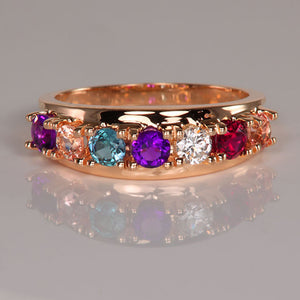 Six Birthstone Split Shank Mothers Ring - MothersFamilyRings.com