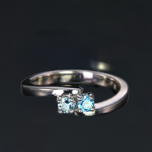2 Stone Bypass Mothers Ring 3mm Birthstones - MothersFamilyRings.com