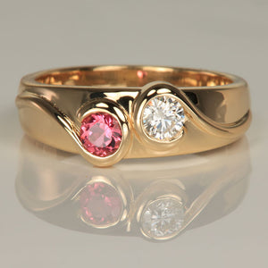 mothers ring two stone larger yellow  gold