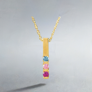 3 stone Channel Set Mother's Pendant with Natural Gemstones - MothersFamilyRings.com