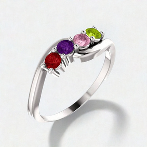 4 Stone Bypass Mothers Ring 3mm Birthstones* - MothersFamilyRings.com