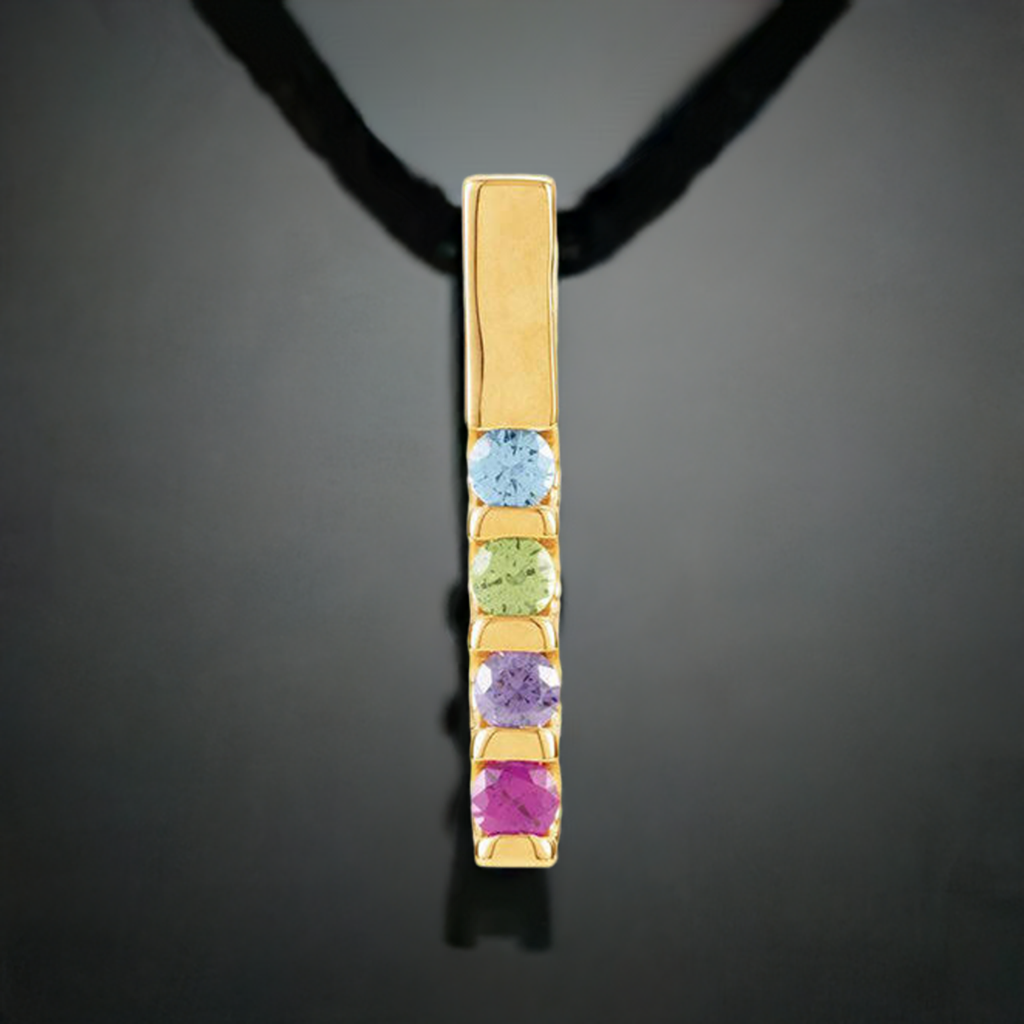 4 stone Channel Set Mother's Pendant with Natural Gemstones - MothersFamilyRings.com