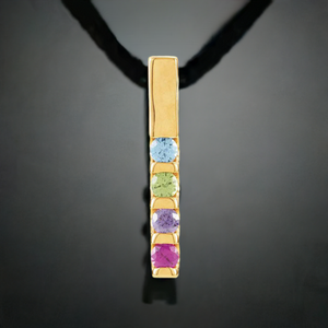 4 stone Channel Set Mother's Pendant with Natural Gemstones - MothersFamilyRings.com