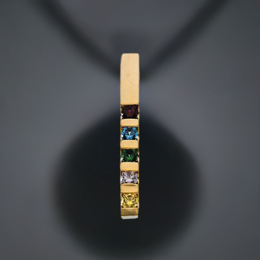 5 stone Channel Set Mother's Pendant with Natural Gemstones - MothersFamilyRings.com