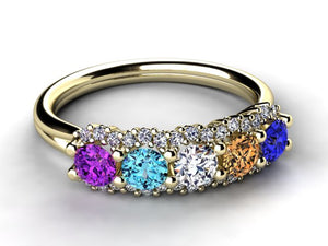 Mother's Ring With Fine Diamond and 5 Natural Birthstones* designed by Christopher Michael