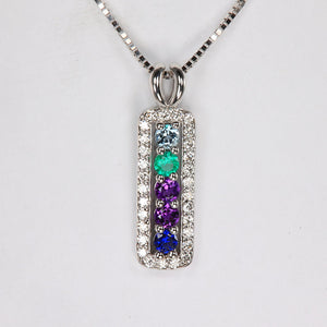 five stone birthstones gemstones diamonds mothers pendant white gold