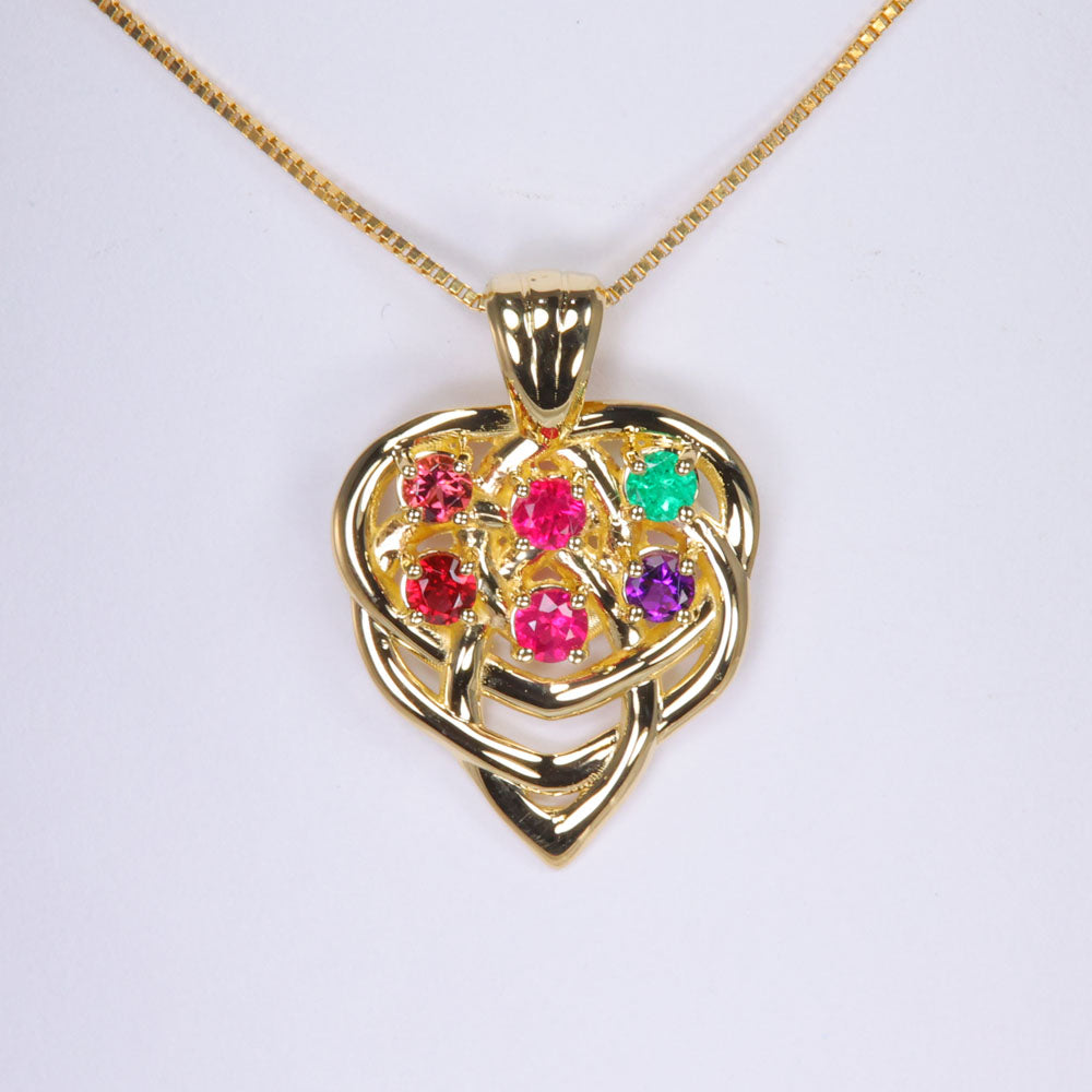 celtic mother's pendant with six gemstones birthstones