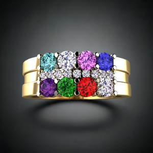 8 Birthstone Mothers Ring with Diamonds Christopher Michael Design - MothersFamilyRings.com