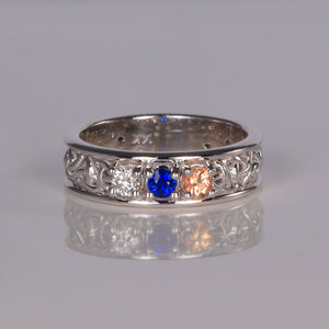 celtic mothers ring with three stones