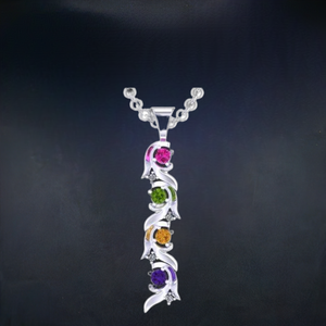 Christopher Michael Vine of Life Pendant Four Stone with Diamonds - MothersFamilyRings.com