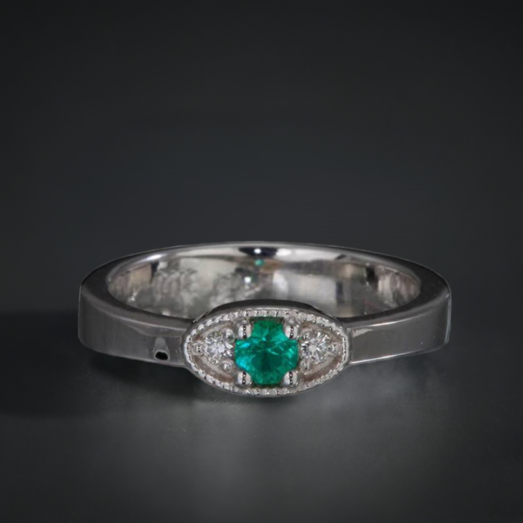 Classy 1 Birthstone Mothers Ring by Christopher Michael with Fine Cut Diamonds - MothersFamilyRings.com