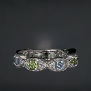 Classy 4 Birthstone Mothers Ring by Christopher Michael with Fine Cut Diamonds - MothersFamilyRings.com