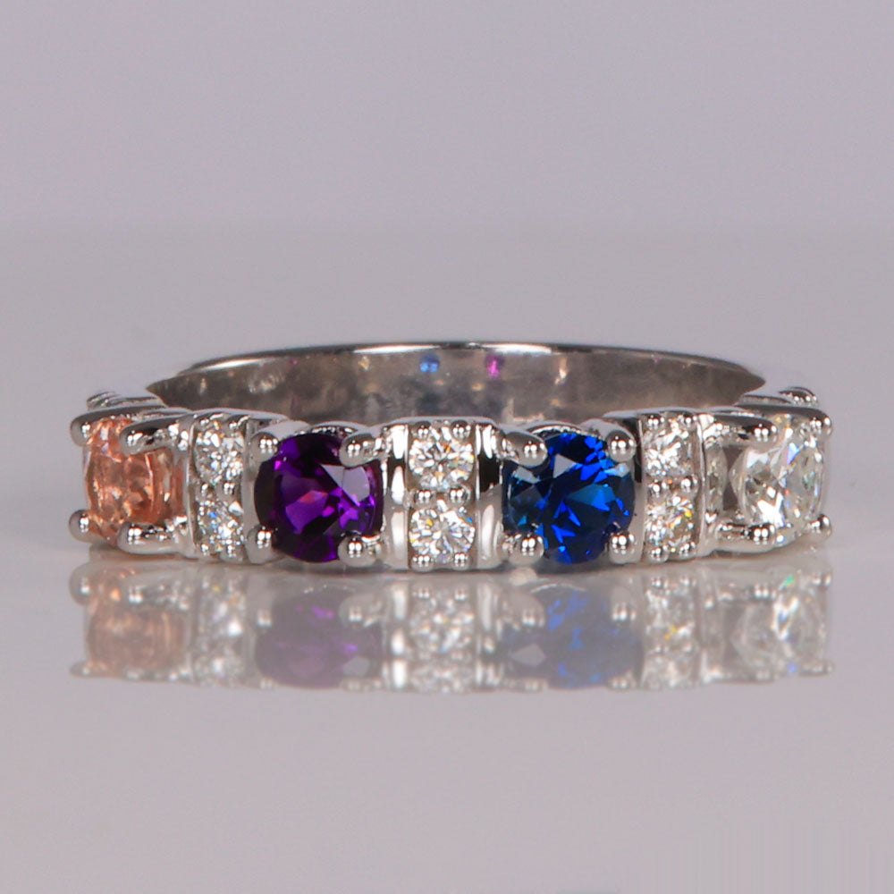 Our Most Popular Mothers ring with Four Larger 3.5 mm Gems by Christopher Michael - MothersFamilyRings.com