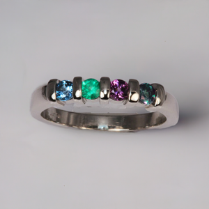 FOUR BIRTHSTONE CHANNEL SET MOTHERS RING - MothersFamilyRings.com