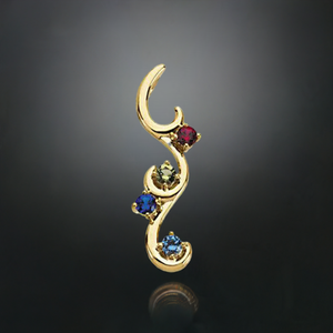 Flowing Drop Mother's Pendant with 4 Natural Birthstones