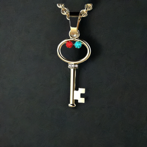 Key To My Heart Mother's Pendant with Two Birthstones - MothersFamilyRings.com