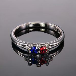 Larger 3.5 mm Two Birthstones Mothers Ring by Christopher Michael With Diamond Accent - MothersFamilyRings.com