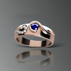 Larger Round Fine Natural One Birthstone Mothers Ring designed by Christopher Michael - MothersFamilyRings.com