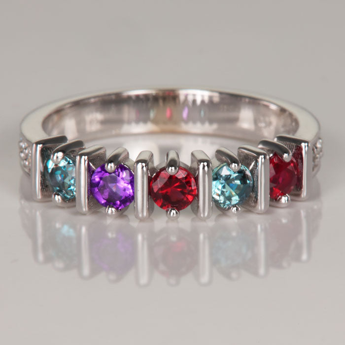 mothers ring white gold five stone