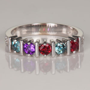 mothers ring white gold five stone