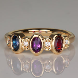 three stone yellow gold mother's ring