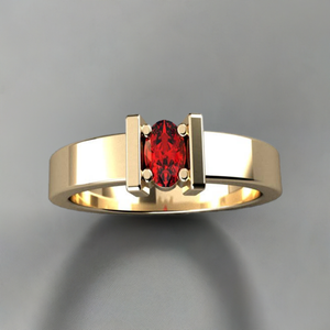 One Stone Oval Mothers Ring with Bars designed by Christopher Michael - MothersFamilyRings.com