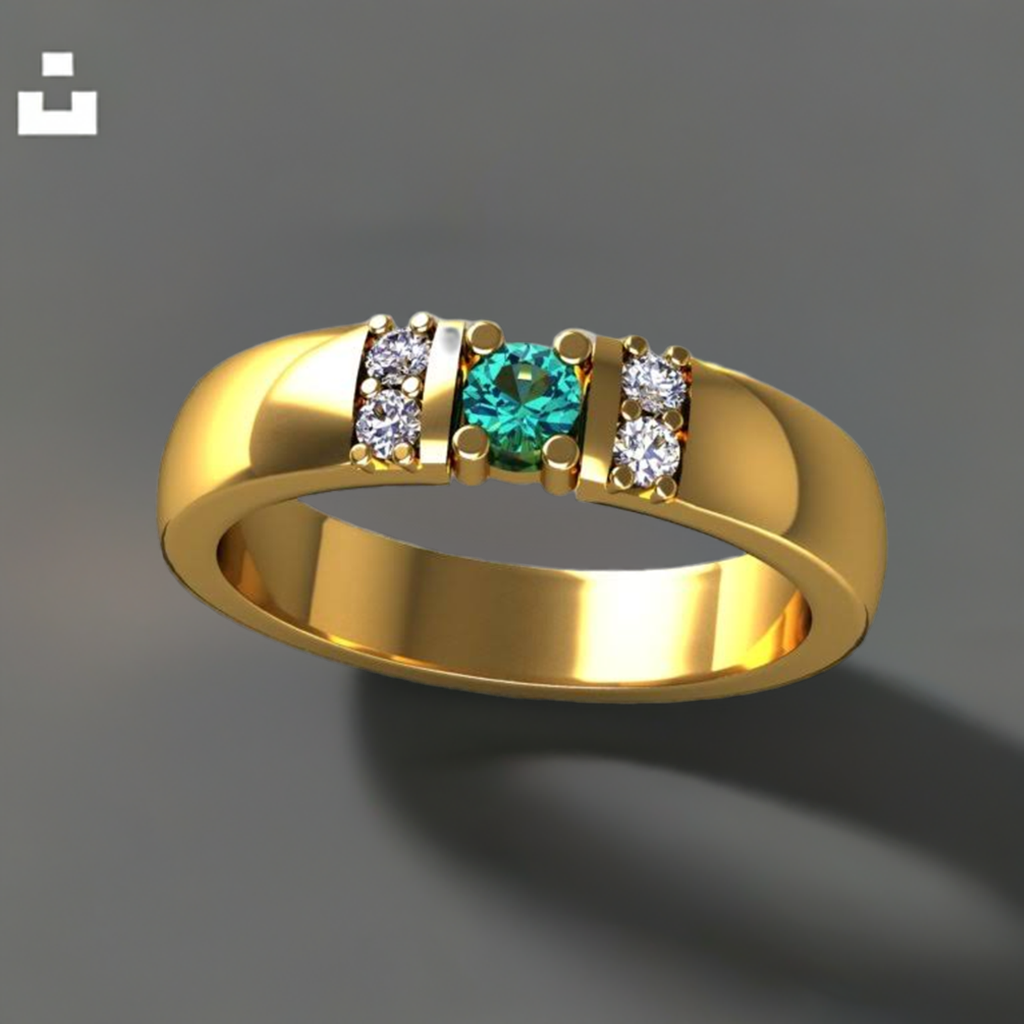 Our Most Popular Mothers ring with One Larger 3.5 mm Gems by Christopher Michael - MothersFamilyRings.com