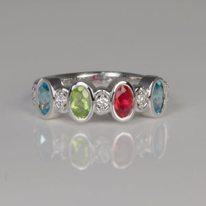 four oval birthstone mother's ring