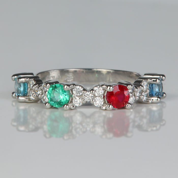 4 Birthstone Mothers Ring With .21 carats of Fine Diamonds by Christopher Michael