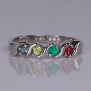 4 Stone S bar Mothers Ring - MothersFamilyRings.com