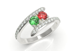 Diamond Bypass 2 Stone Mother's Ring