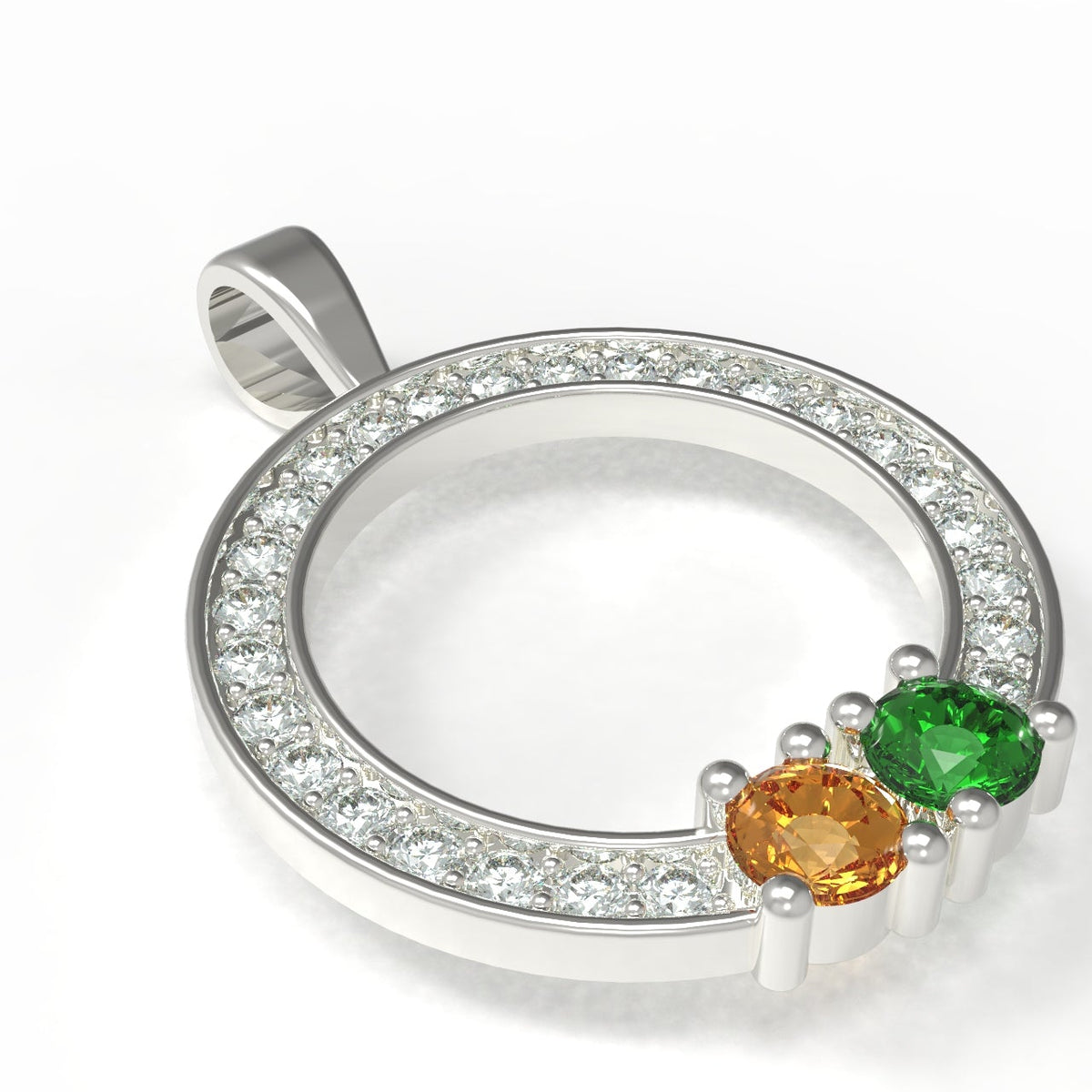 Circle of Love Pendant with 2 Birthstones
