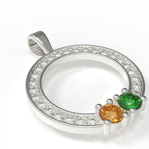 Circle of Love Pendant with 2 Birthstones