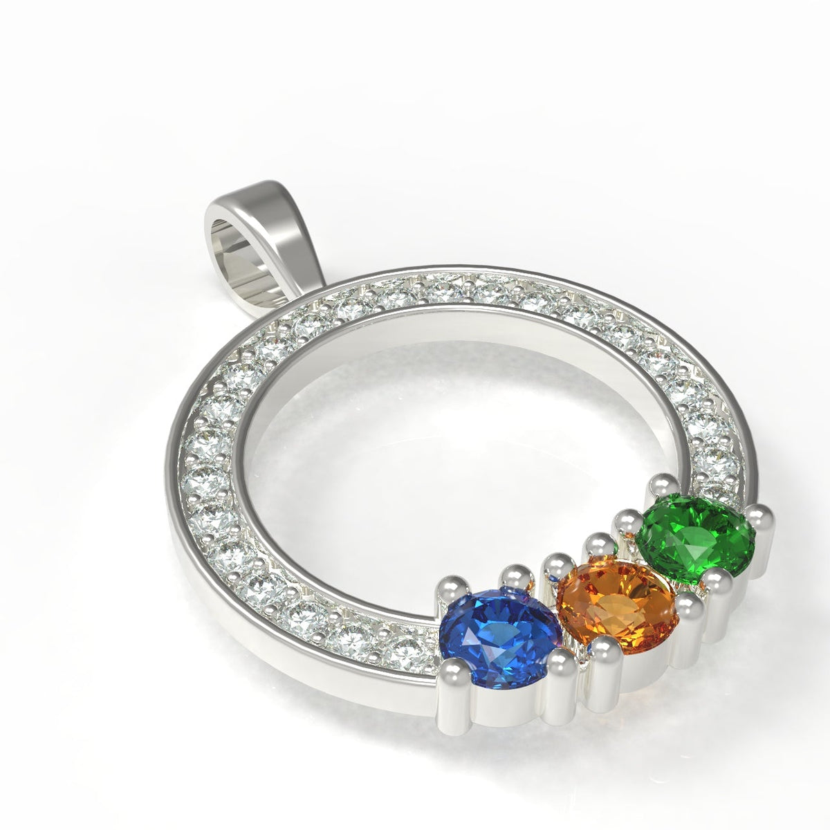 Circle of Love Pendant with 3 Birthstones