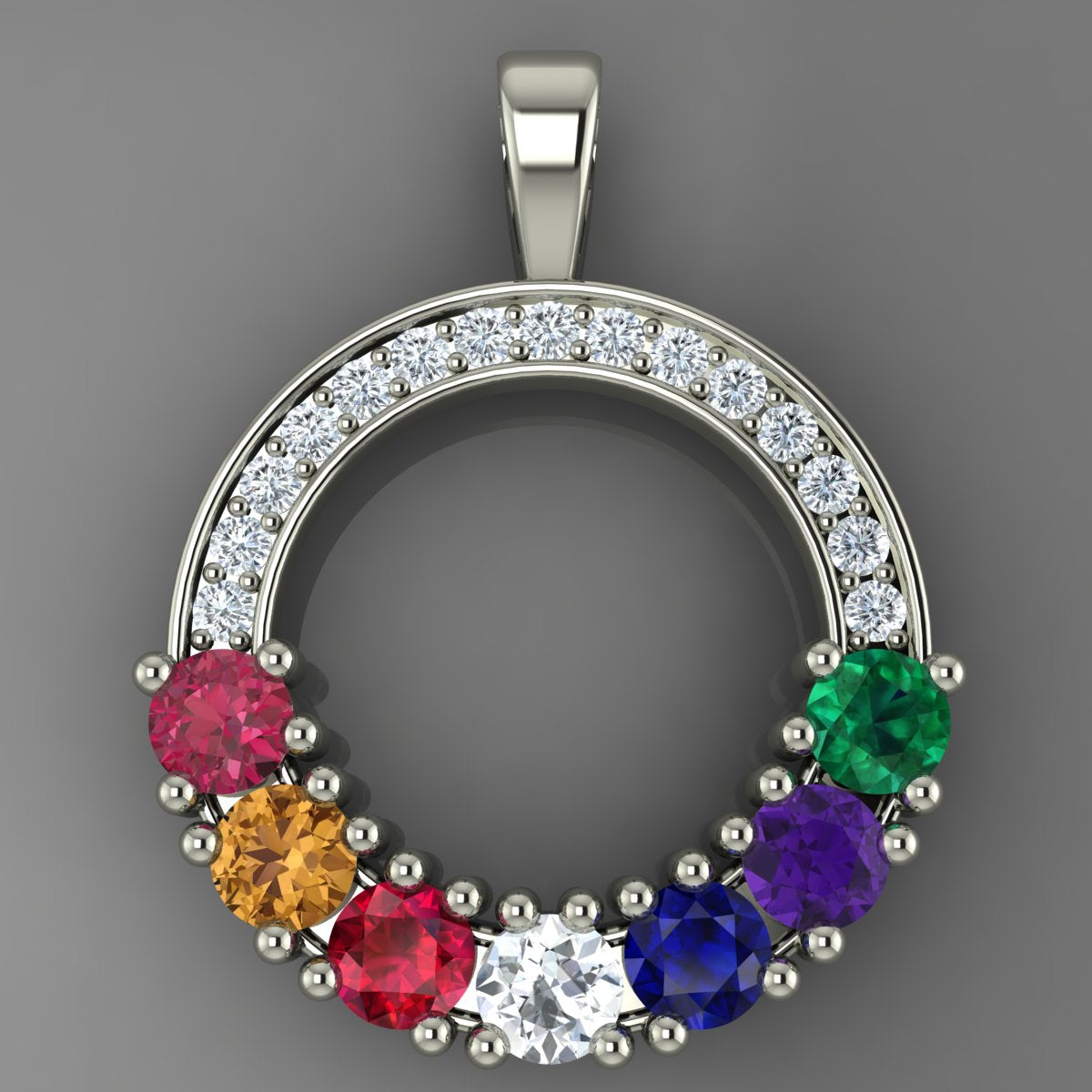 Circle of Love Pendant with 7 Birthstones
