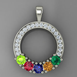 Circle of Love Pendant with 5 Birthstones