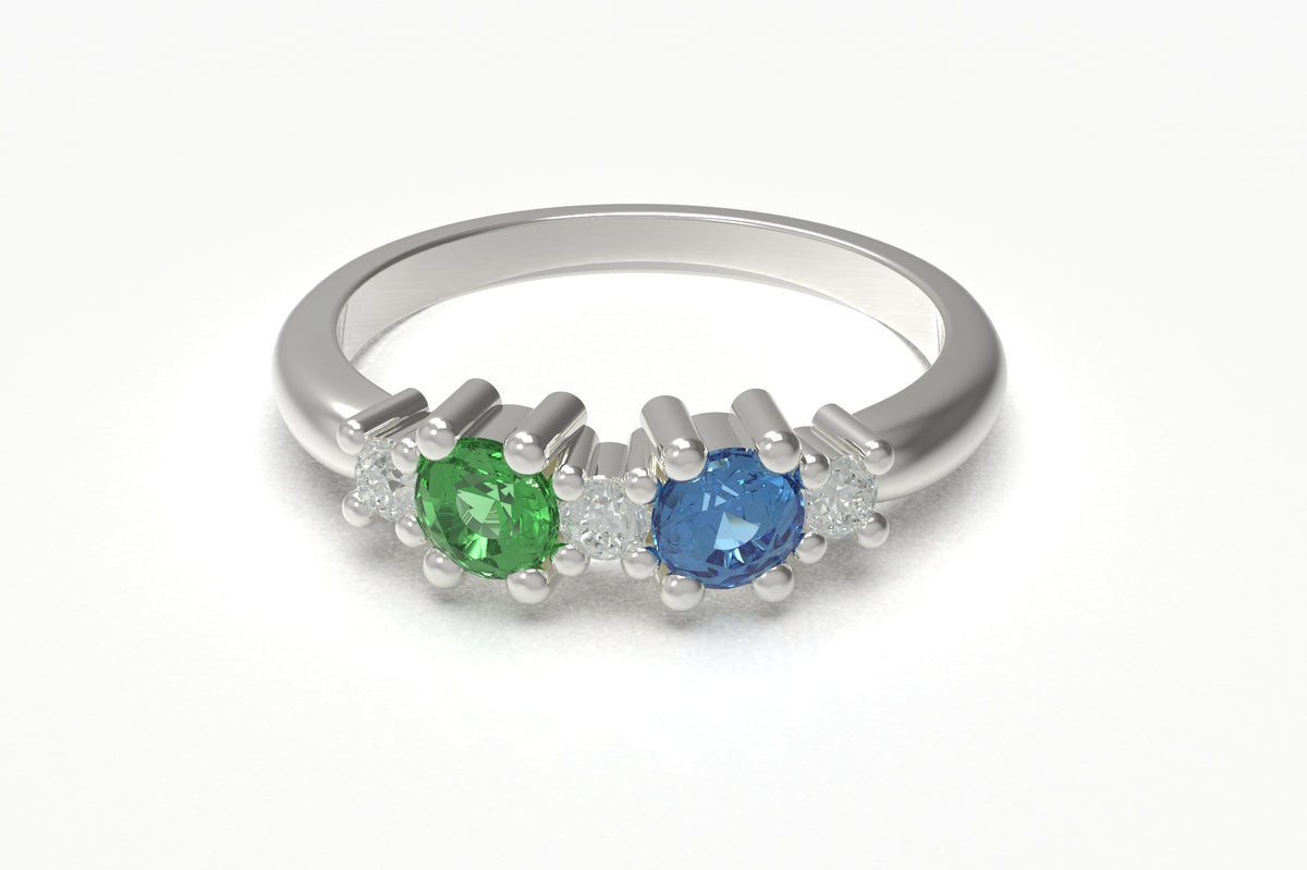 Two Stone Mother's Ring with Larger Diamonds