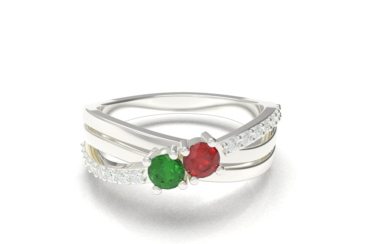 2 Birthstone Mother's Ring