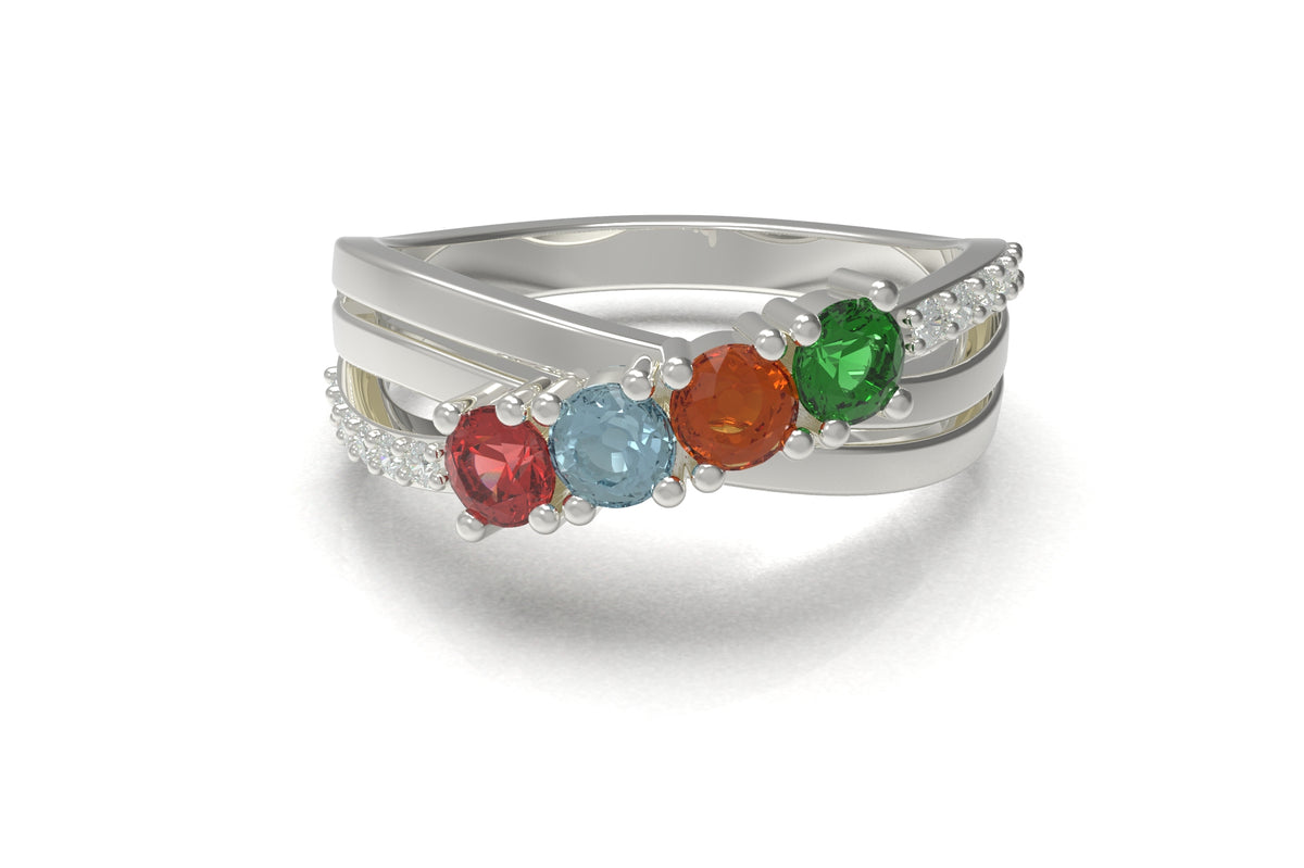 4 Birthstone Mother's Ring