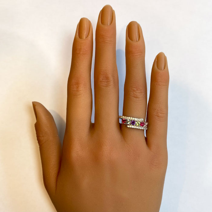 Diamond 6 Stone Bypass Mother's Ring Designed by Steve Moriarty