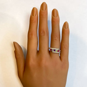 Diamond 6 Stone Bypass Mother's Ring Designed by Steve Moriarty