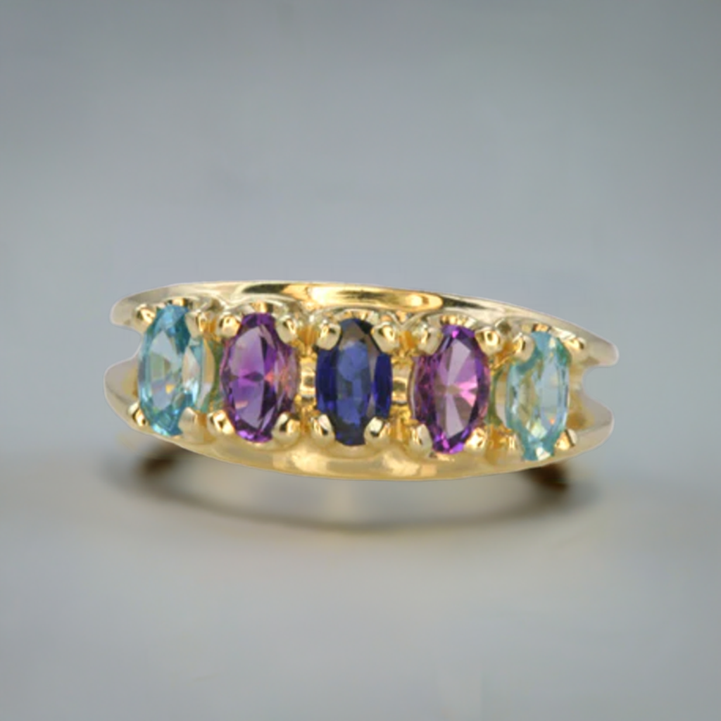 Six Stone Oval Mothers Ring - MothersFamilyRings.com