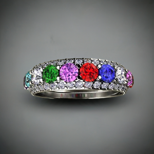 Ten Birthstone Mothers Ring by Christopher Michael - MothersFamilyRings.com