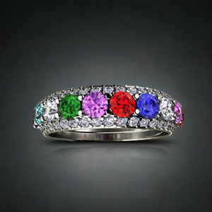 Twelve Birthstone Mothers Ring by Christopher Michael - MothersFamilyRings.com